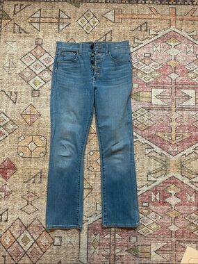 Veronica Beard Mid-Blue Straight-Leg Button-Fly Jeans